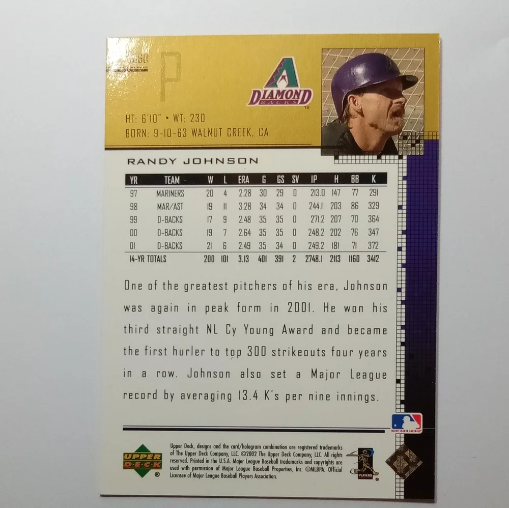 2002 Upper deck Randy Johnson - Picture 5 of 6